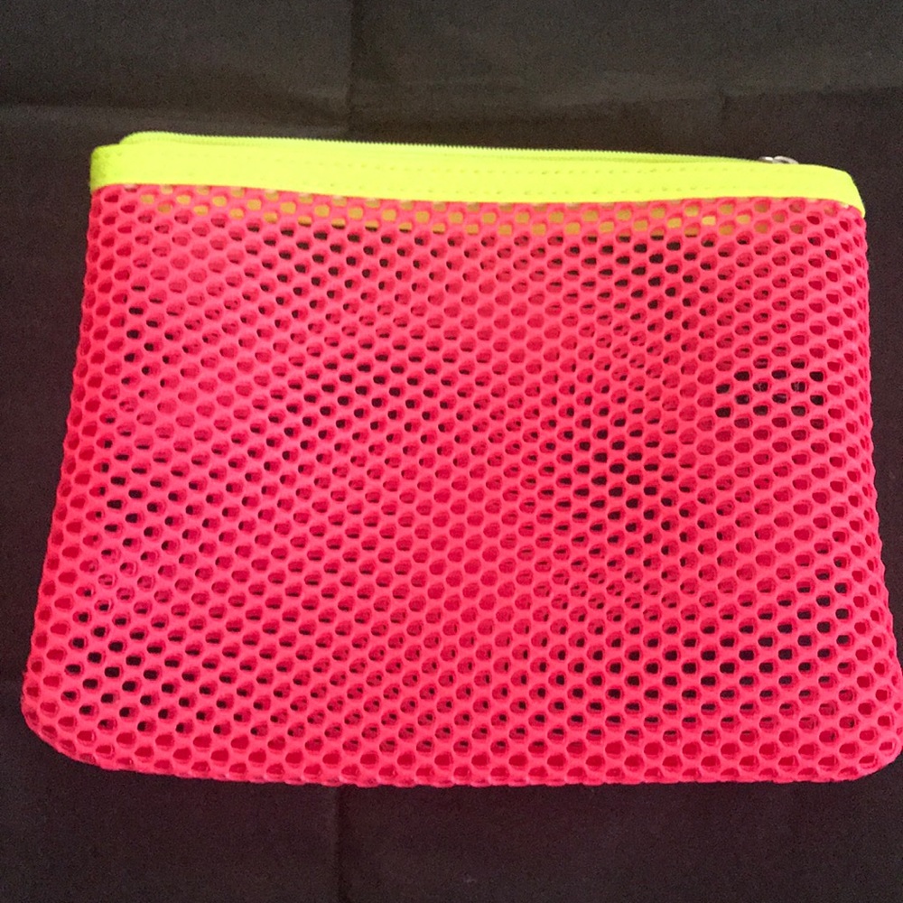 Macy’s neon net makeup bag